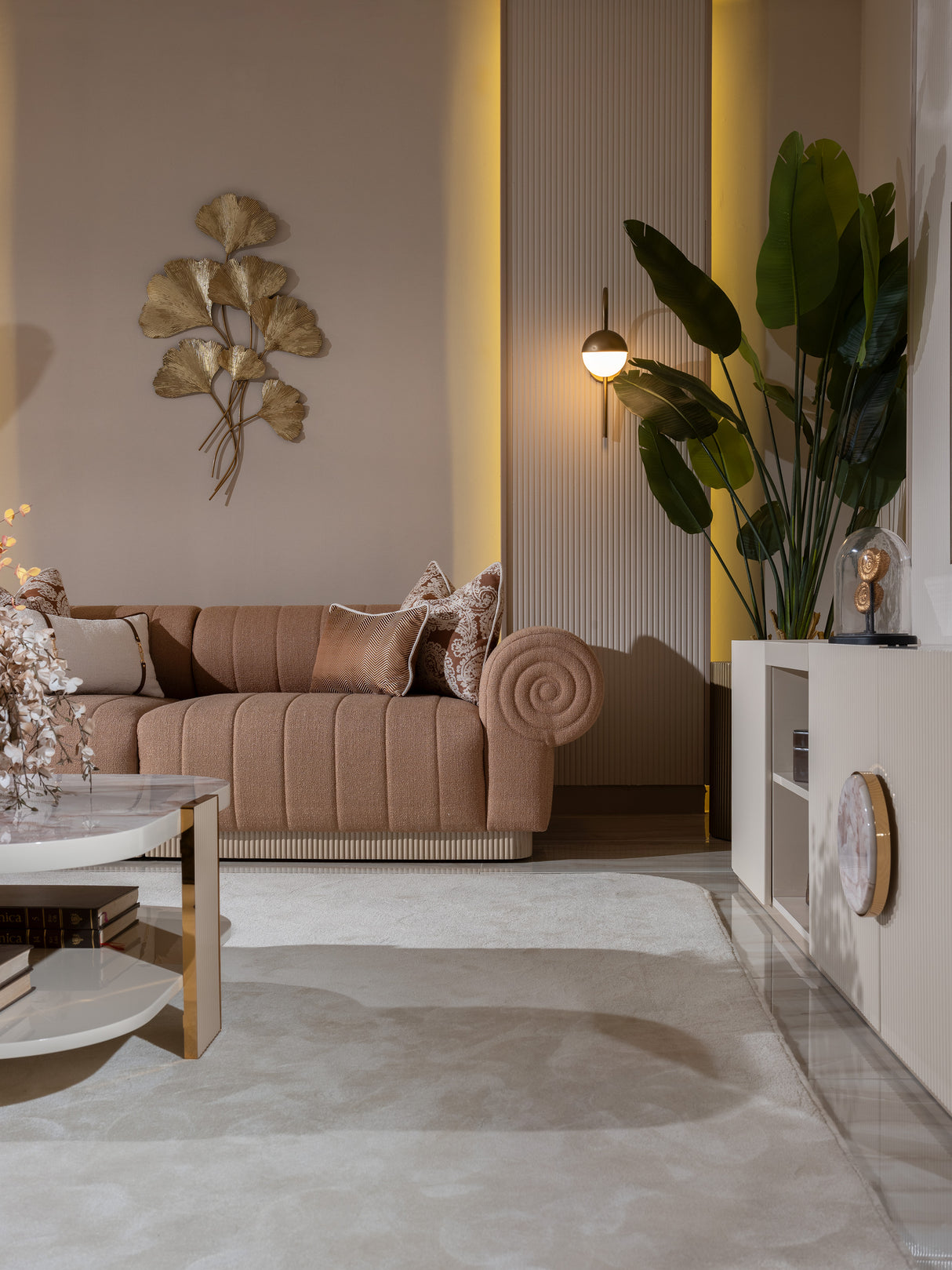 Belegrande Warm Brown and Cream Living Room Set from Luna Luxury - Luna Furniture