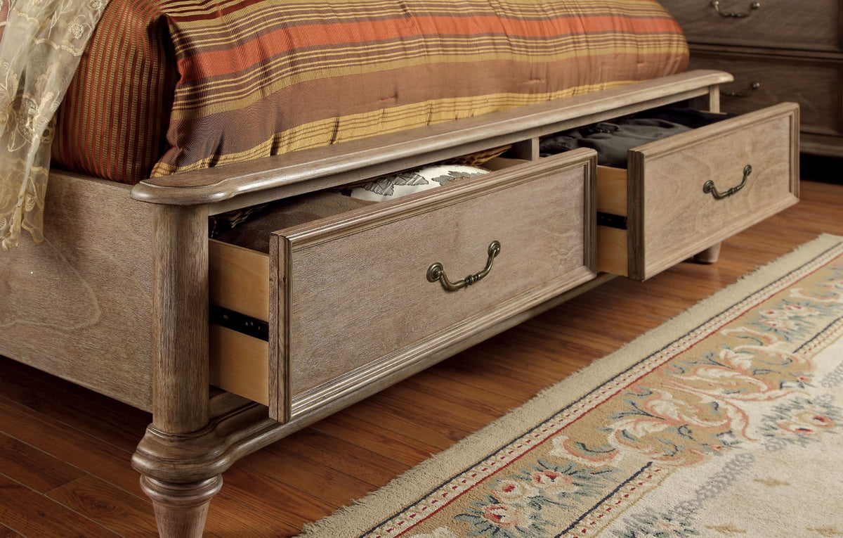 Belgrade Rustic Natural Tone King Storage Platform Bed from Furniture of America - Luna Furniture