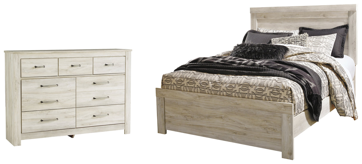 Bellaby Queen Crossbuck Panel Bed with Dresser in Whitewash from Ashley - Luna Furniture
