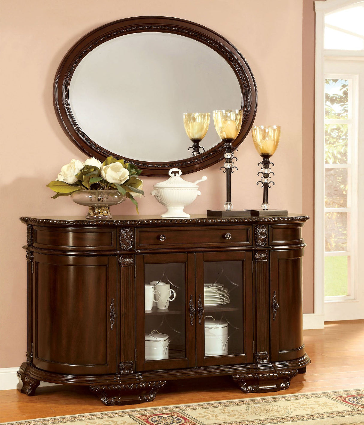 Bellagio Brown Cherry Mirror (Mirror Only) from Furniture of America - Luna Furniture