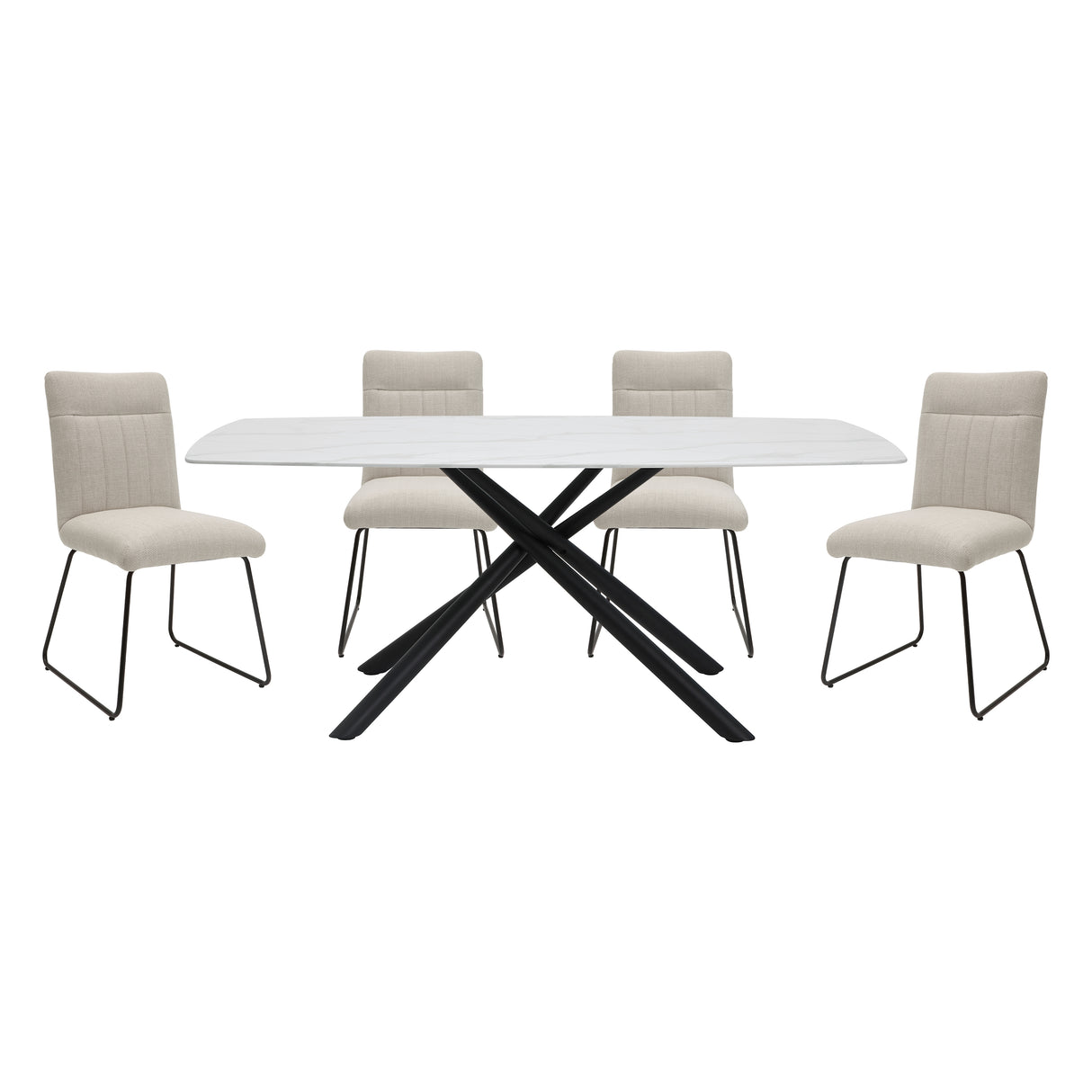 Benito Beige/Black/Marble Print Glass-Top 5-Piece Dining Set from Homelegance - Luna Furniture