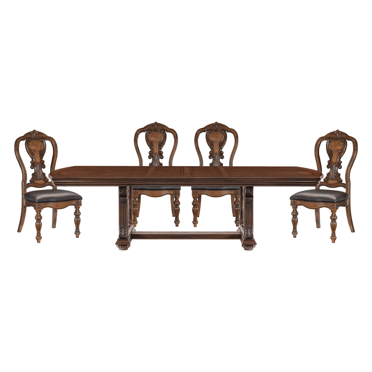 Bergen Dark Oak 5-Piece Double Extendable 108" Dining Set from Homelegance - Luna Furniture