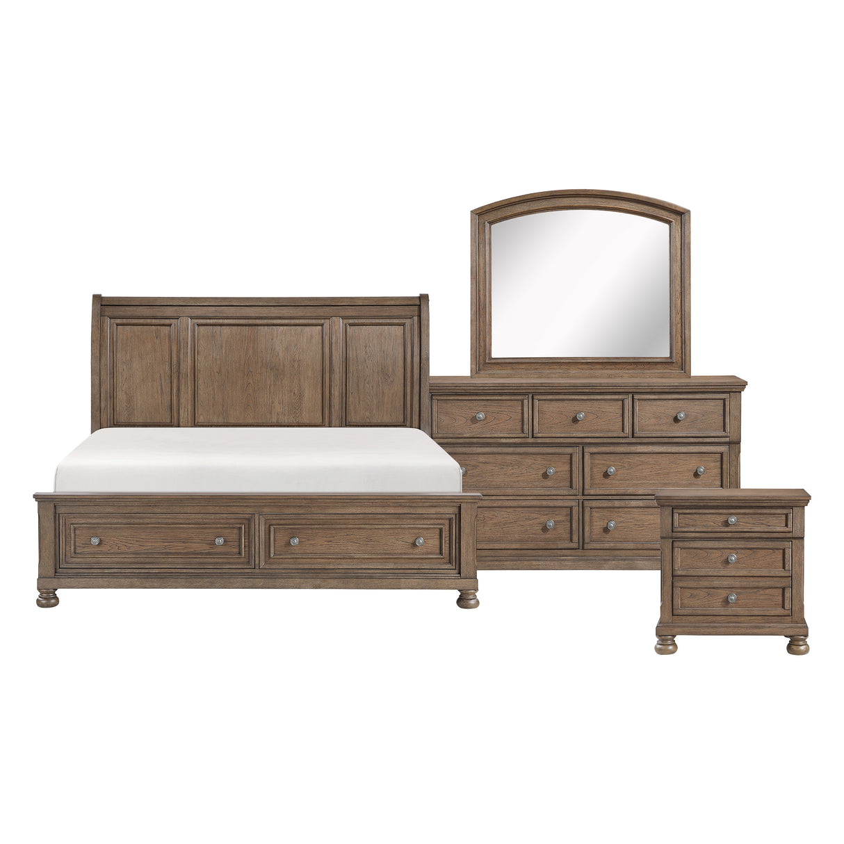 Bethel Antique Brown Queen Storage Platform Bed, Dresser, Mirror and Nightstand from Homelegance - Luna Furniture