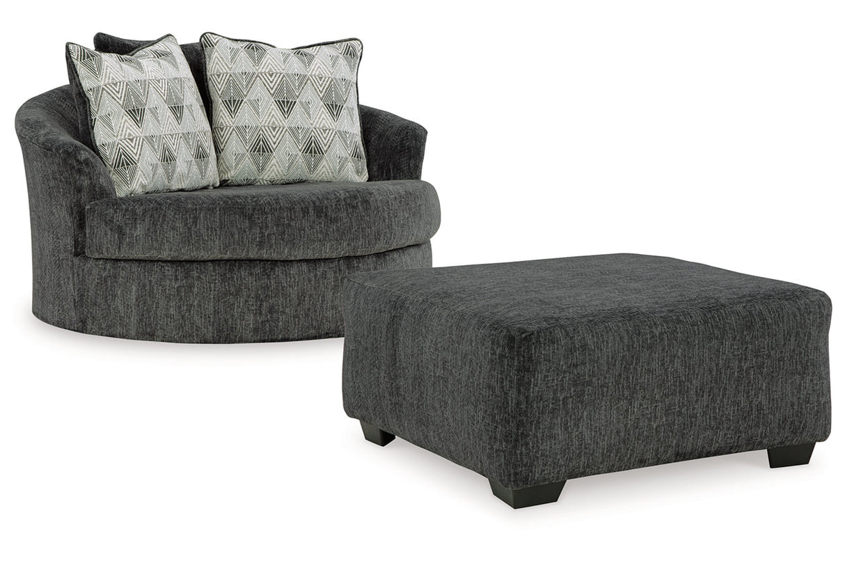 Biddeford Shadow Oversized Swivel Chair and Ottoman from Ashley Furniture - Luna Furniture