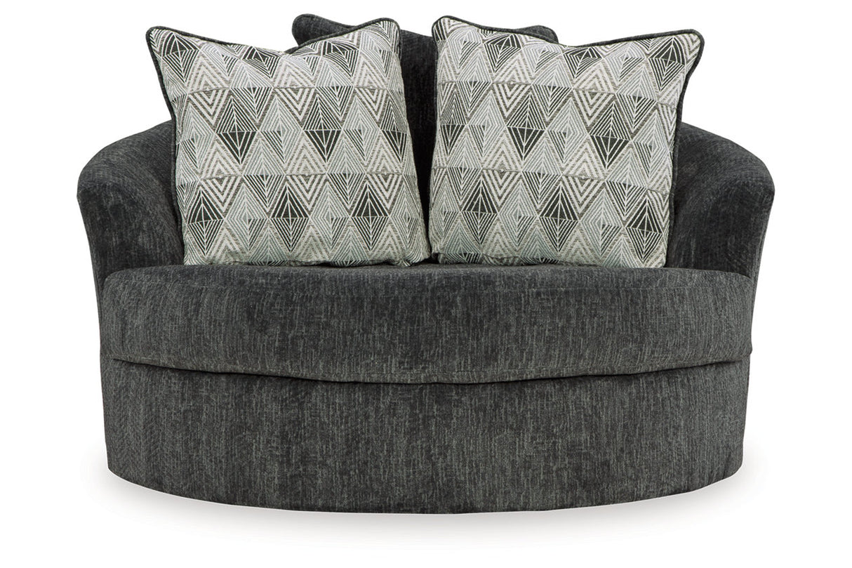Biddeford Shadow Oversized Swivel Chair and Ottoman from Ashley Furniture - Luna Furniture