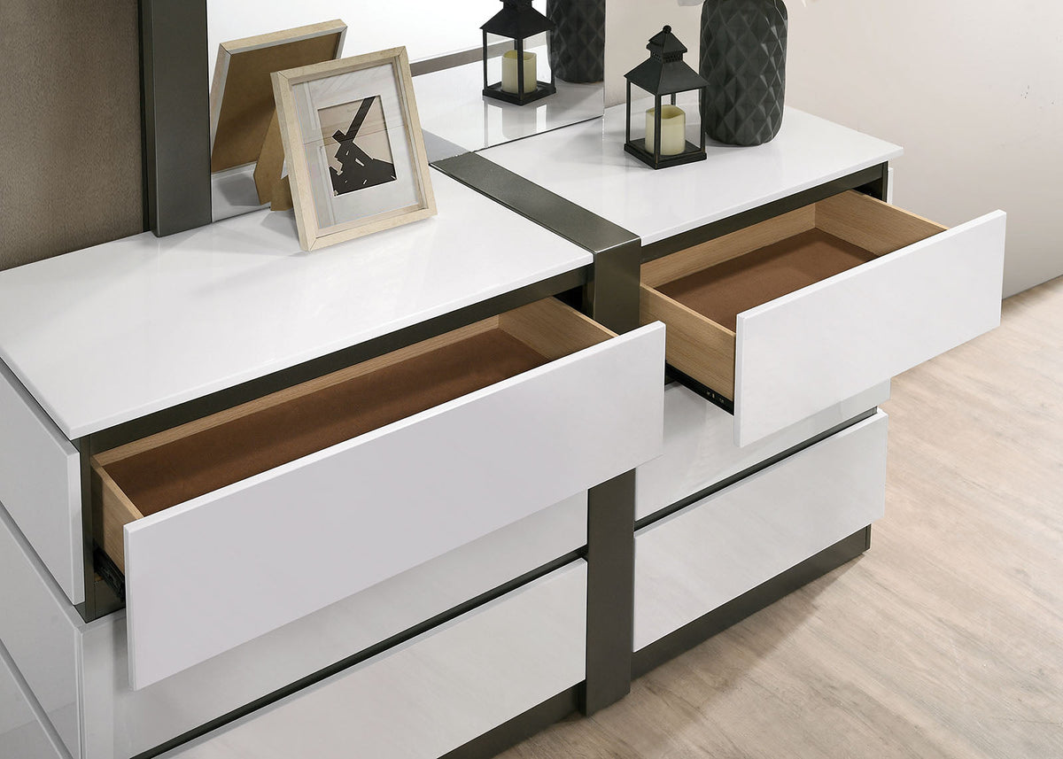 Birsfelden White/Metallic Gray Contemporary Storage Bedroom Set from Furniture of America - Luna Furniture