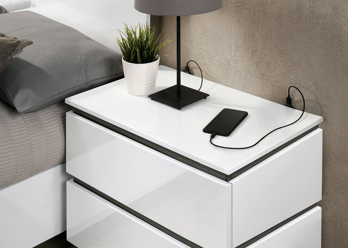 Birsfelden White/Metallic Gray Contemporary Storage Bedroom Set from Furniture of America - Luna Furniture