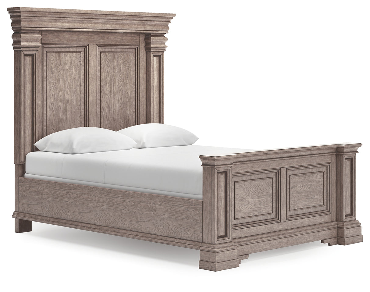 Blairhurst Queen Panel Bed with Mirrored Dresser and 2 Nightstands in Light Grayish Brown from Ashley - Luna Furniture