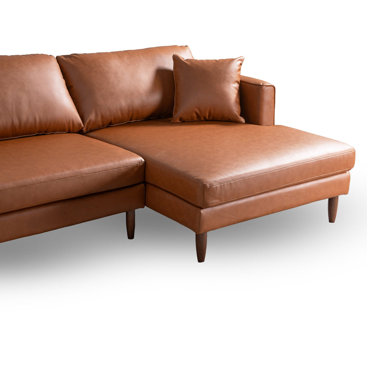 Blake Cognac Vegan Leather L-Shaped Right Facing Sectional Sofa from Ashcroft Furniture - Luna Furniture