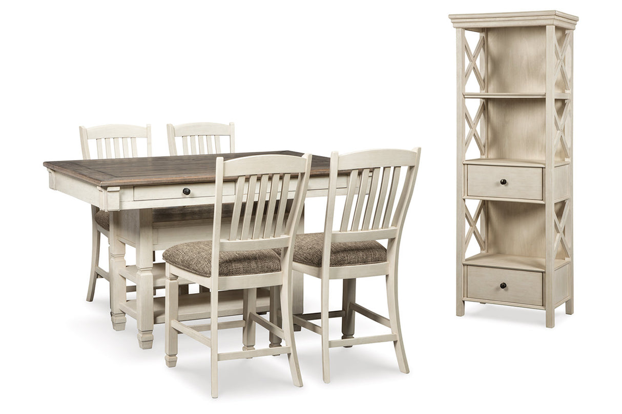 Bolanburg Antique White Counter Height Dining Table and 4 Barstools with Display Cabinet from Ashley - Luna Furniture