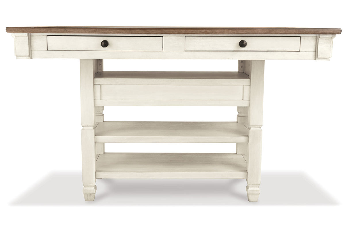 Bolanburg Antique White Counter Height Dining Table and 6 Barstools with Server from Ashley Furniture - Luna Furniture