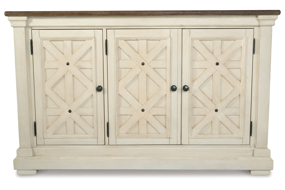 Bolanburg Antique White Counter Height Dining Table and 6 Barstools with Server from Ashley Furniture - Luna Furniture
