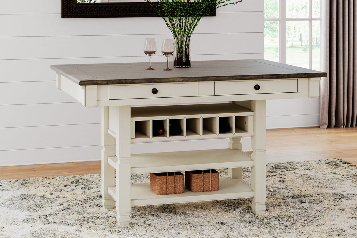 Bolanburg Antique White Counter Height Dining Table and 6 Barstools with Server from Ashley Furniture - Luna Furniture
