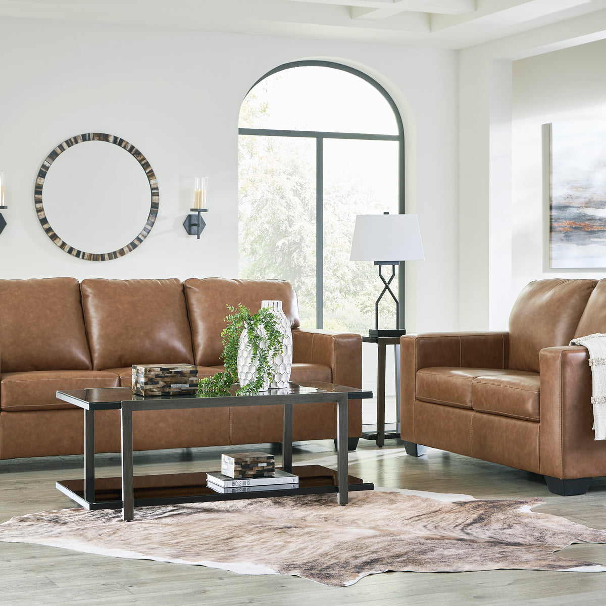 Bolsena Caramel Leather Living Room Set, image size:1200x1200