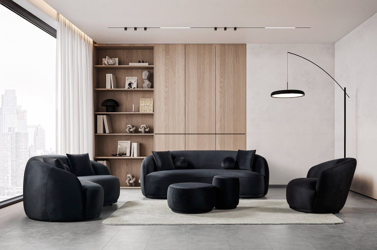 Bonita Black Velvet Accent Chair from Nova Furniture - Luna Furniture