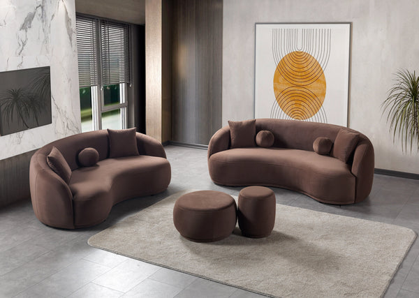 Bonita Coffee Velvet Sofa & Loveseat