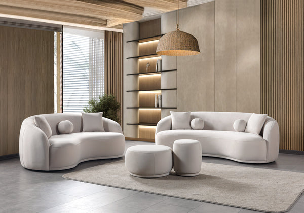 Bonita Ivory Velvet Sofa & Loveseat