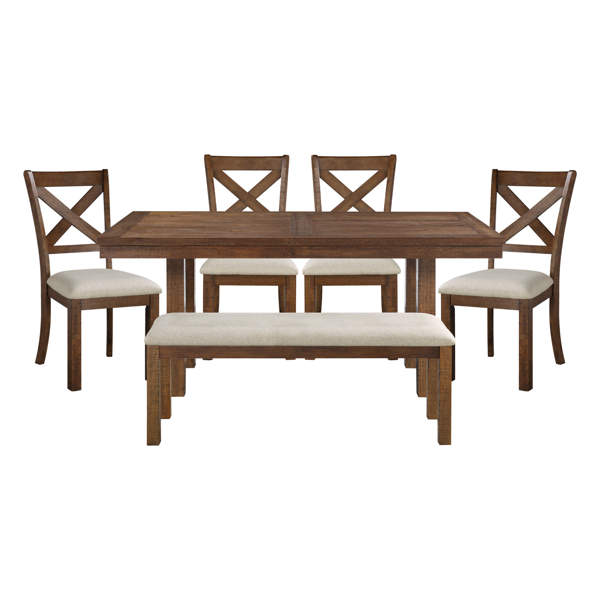 Bonner Brown/Beige 6-Piece 68" Dining Set from Homelegance - Luna Furniture