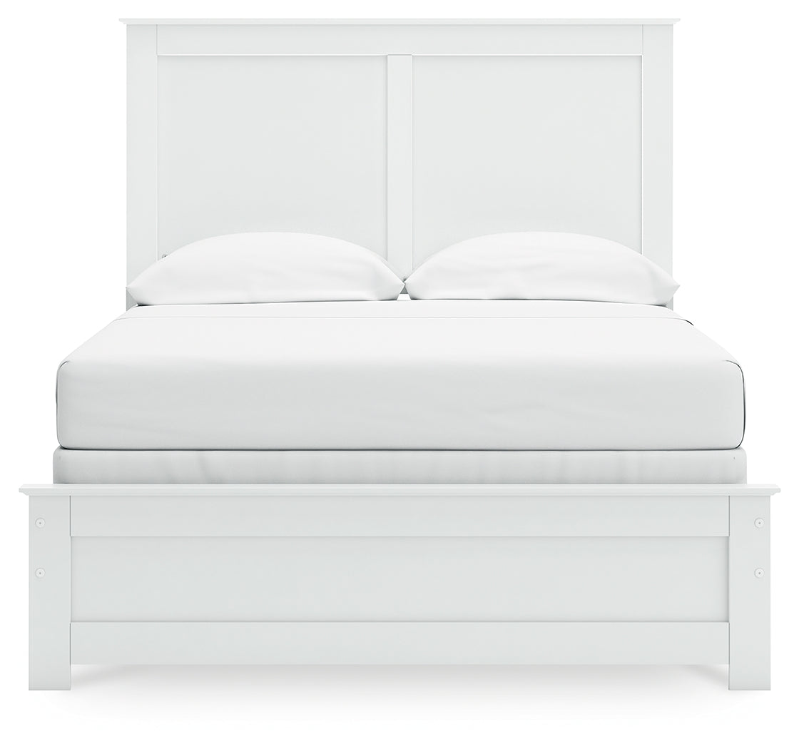 Bostwick Shoals Full Panel Bed with Mirrored Dresser and Chest in White from Ashley Furniture - Luna Furniture