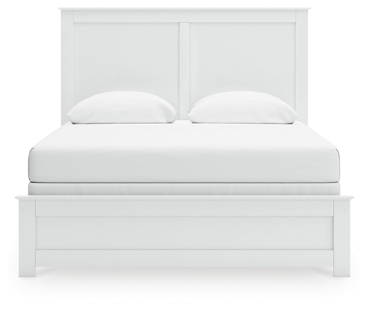 Bostwick Shoals Queen Panel Bed with Mirrored Dresser, Chest and 2 Nightstands in White from Ashley - Luna Furniture