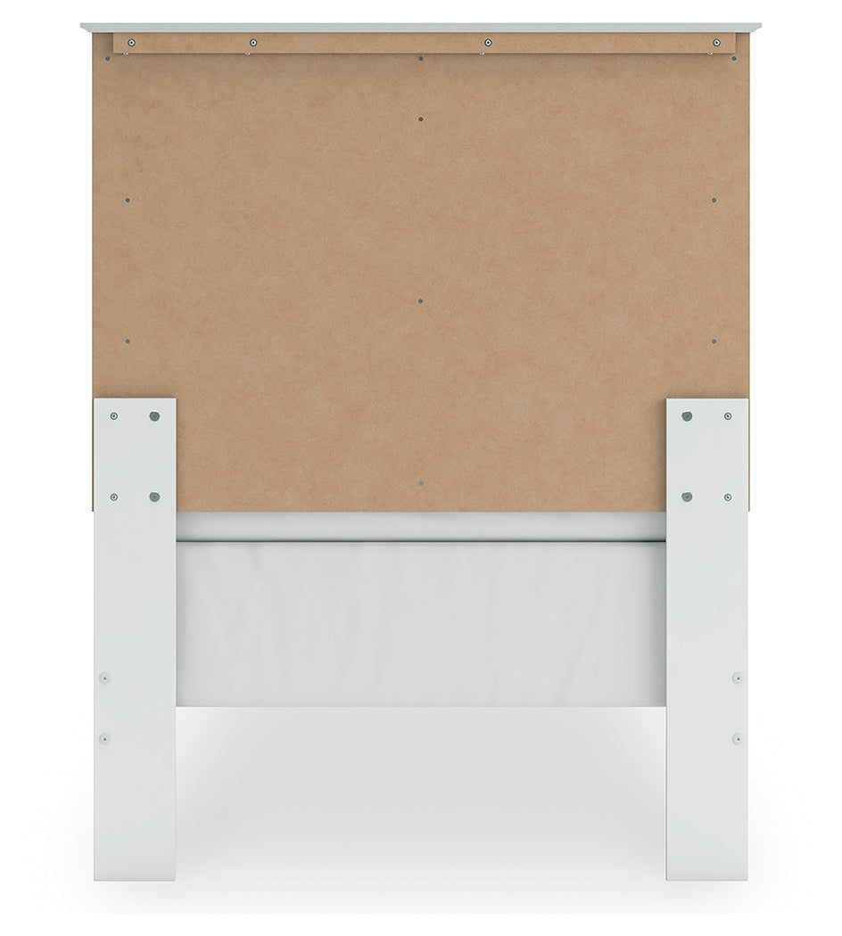 Bostwick Shoals Twin Panel Bed with Mirrored Dresser and Chest in White from Ashley - Luna Furniture