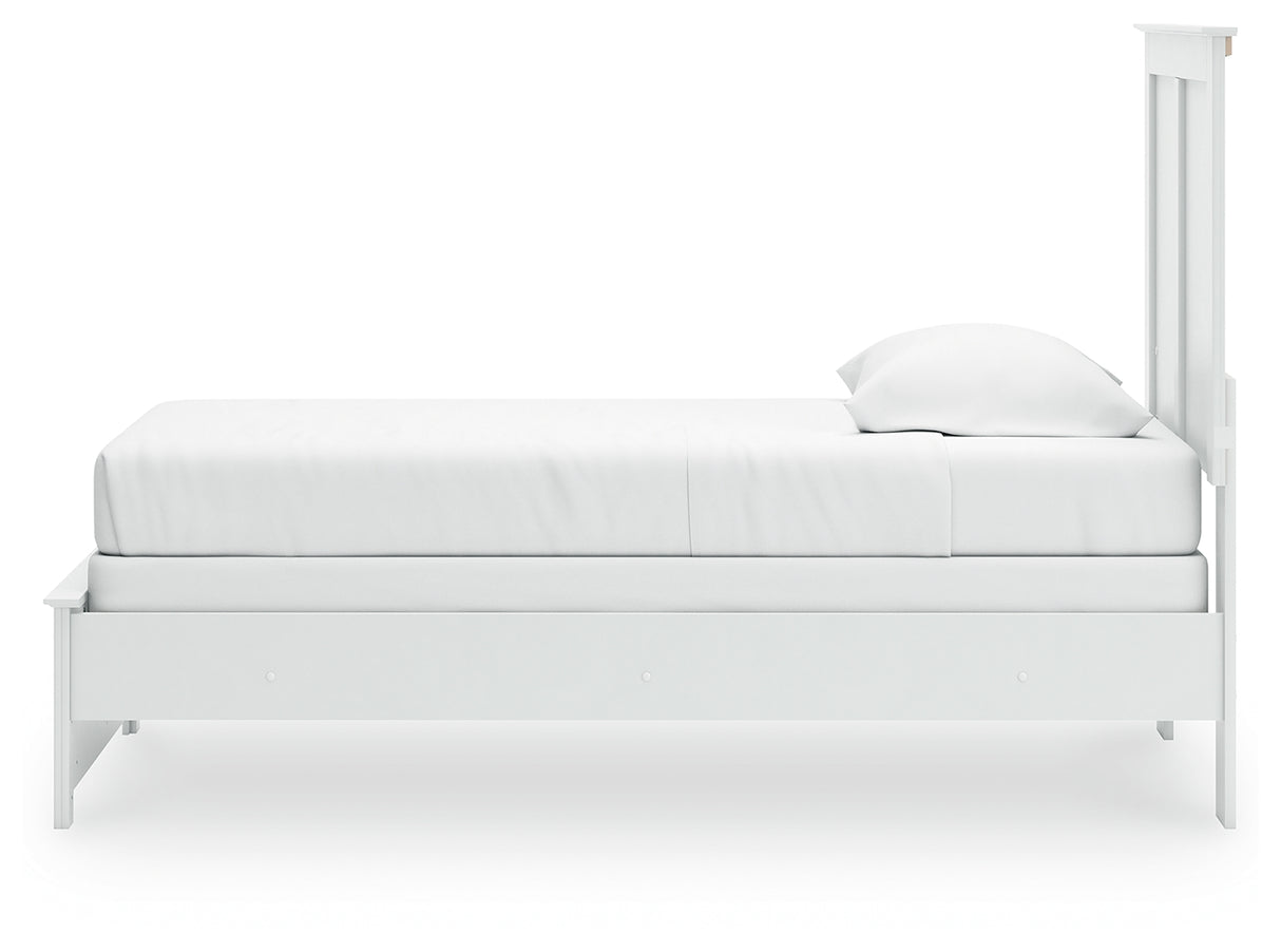 Bostwick Shoals Twin Panel Bed with Mirrored Dresser and Chest in White from Ashley - Luna Furniture