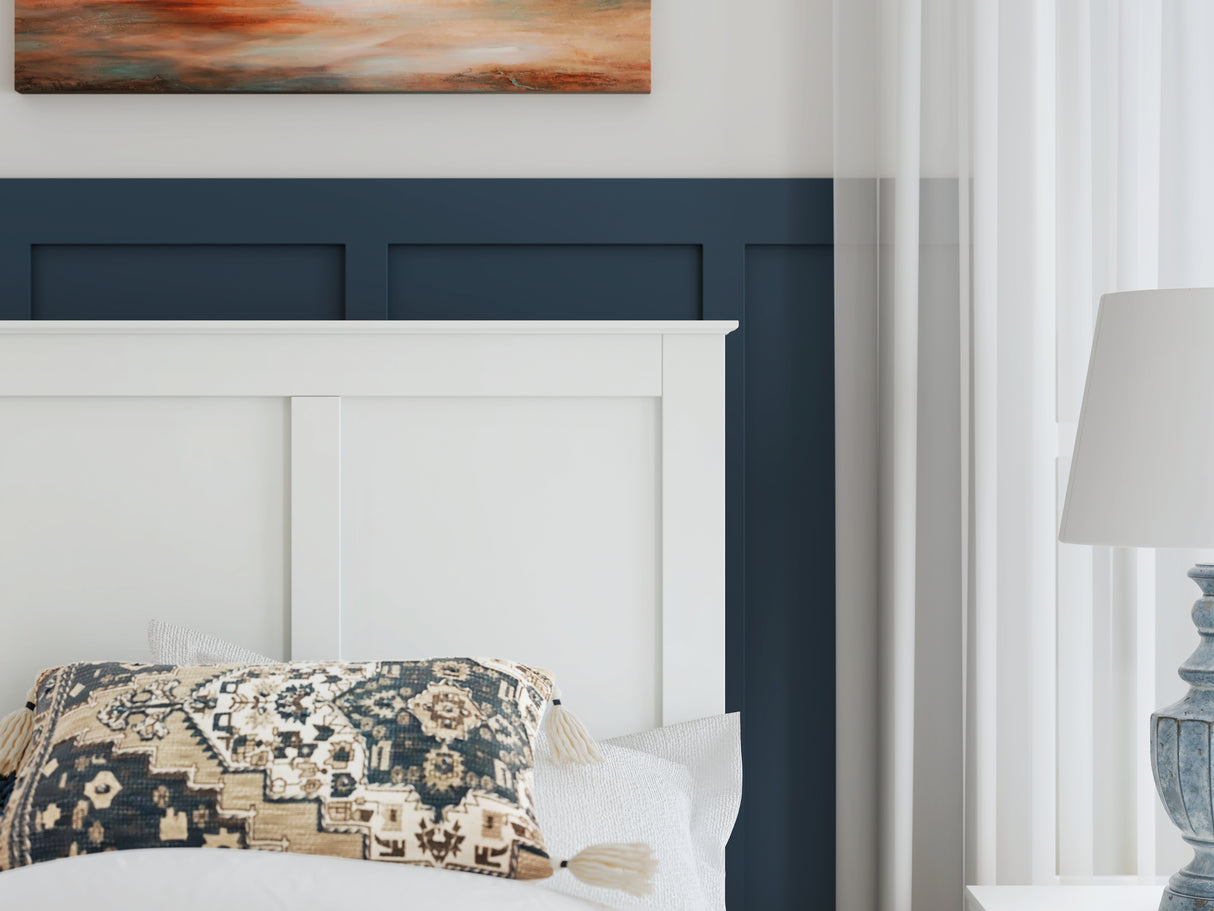 Bostwick Shoals Twin Panel Bed with Mirrored Dresser and Chest in White from Ashley - Luna Furniture