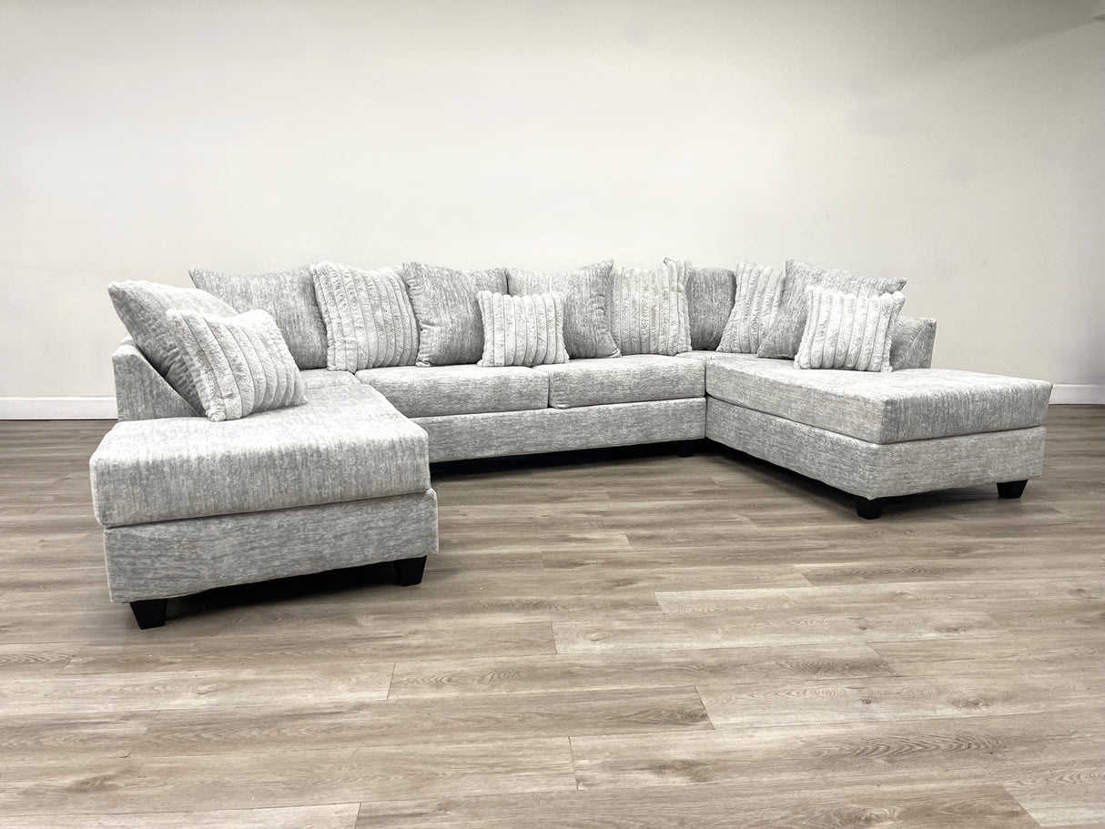 Bozo Gray Double Chaise Sectional from Happy Homes - Luna Furniture