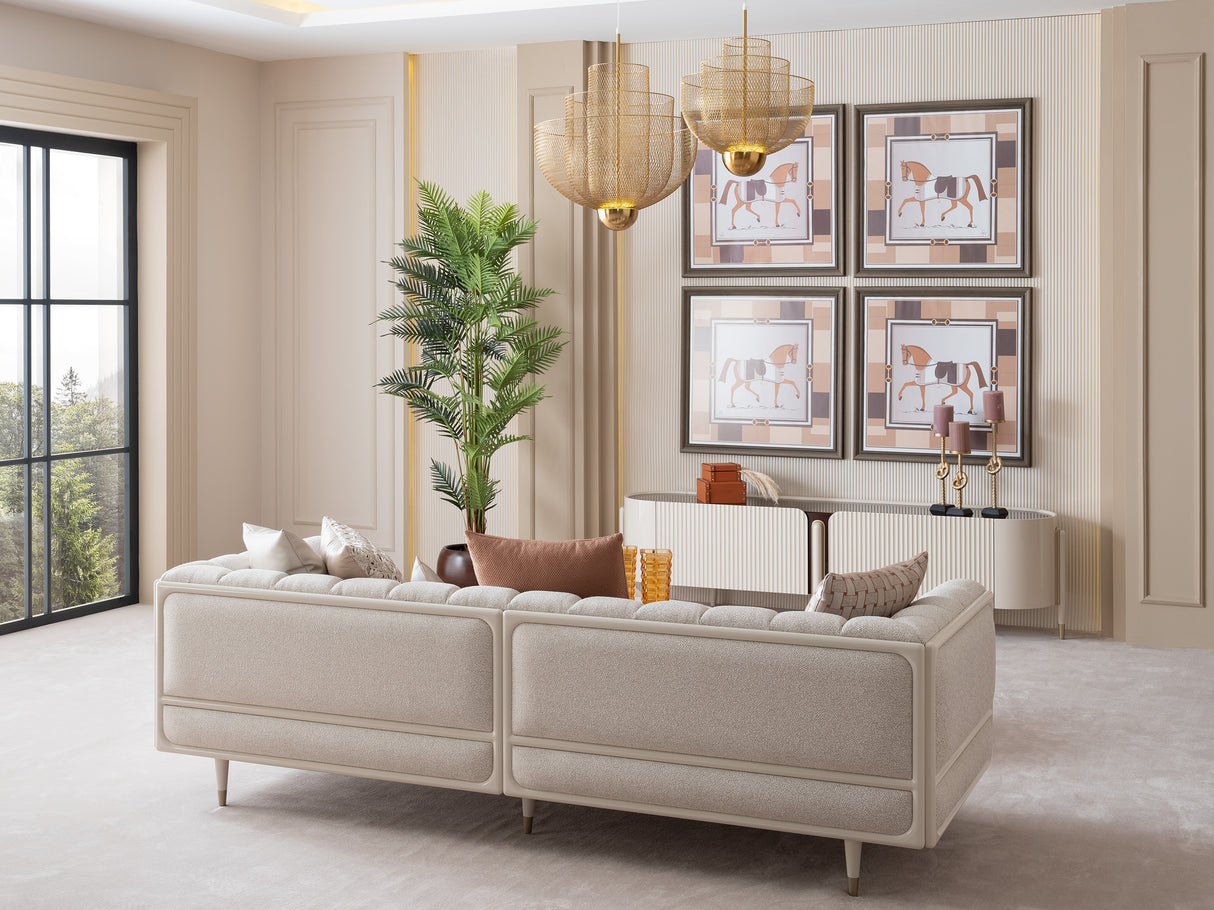 Bragenta Sofa with Wood Panel Detailing on The Back from Luna Luxury - Luna Furniture