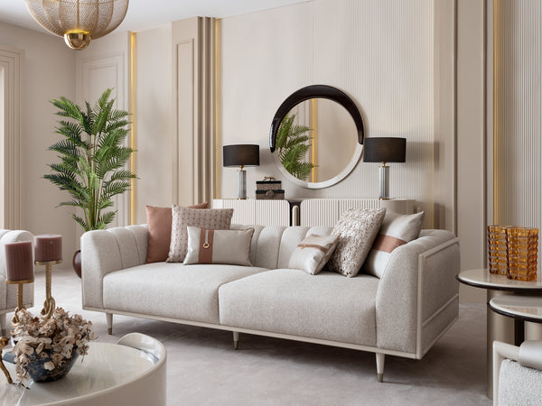 Bragenta Sofa with Wood Panel Detailing on The Back