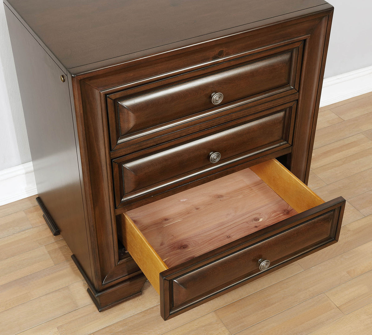 Brandt Brown Cherry Transitional Storage Bedroom Set from Furniture of America - Luna Furniture