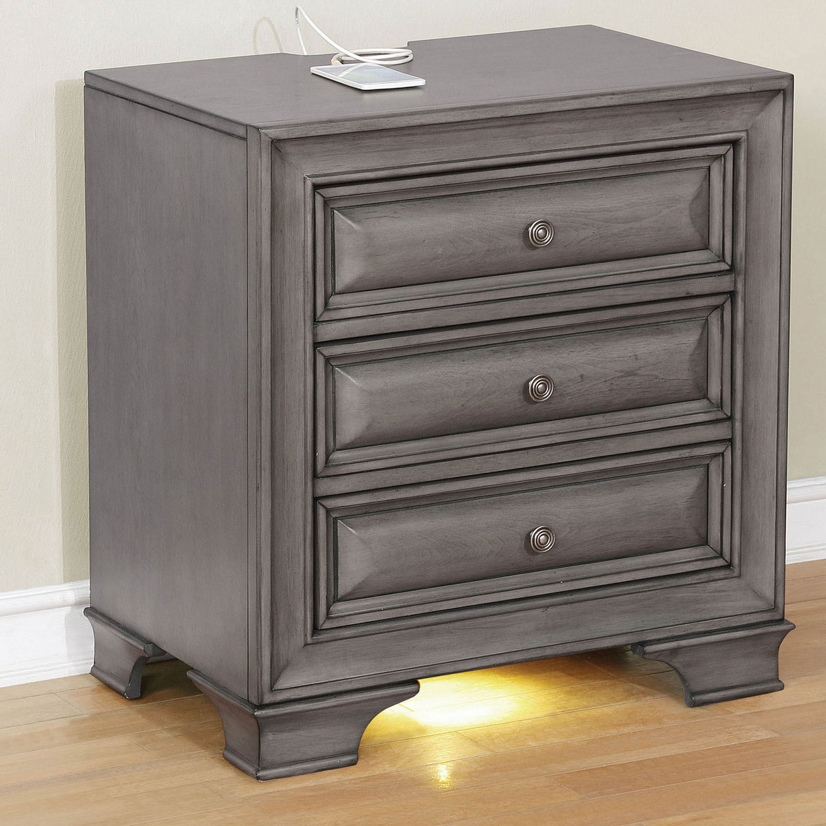 Brandt Gray Transitional Storage Bedroom Set from Furniture of America - Luna Furniture