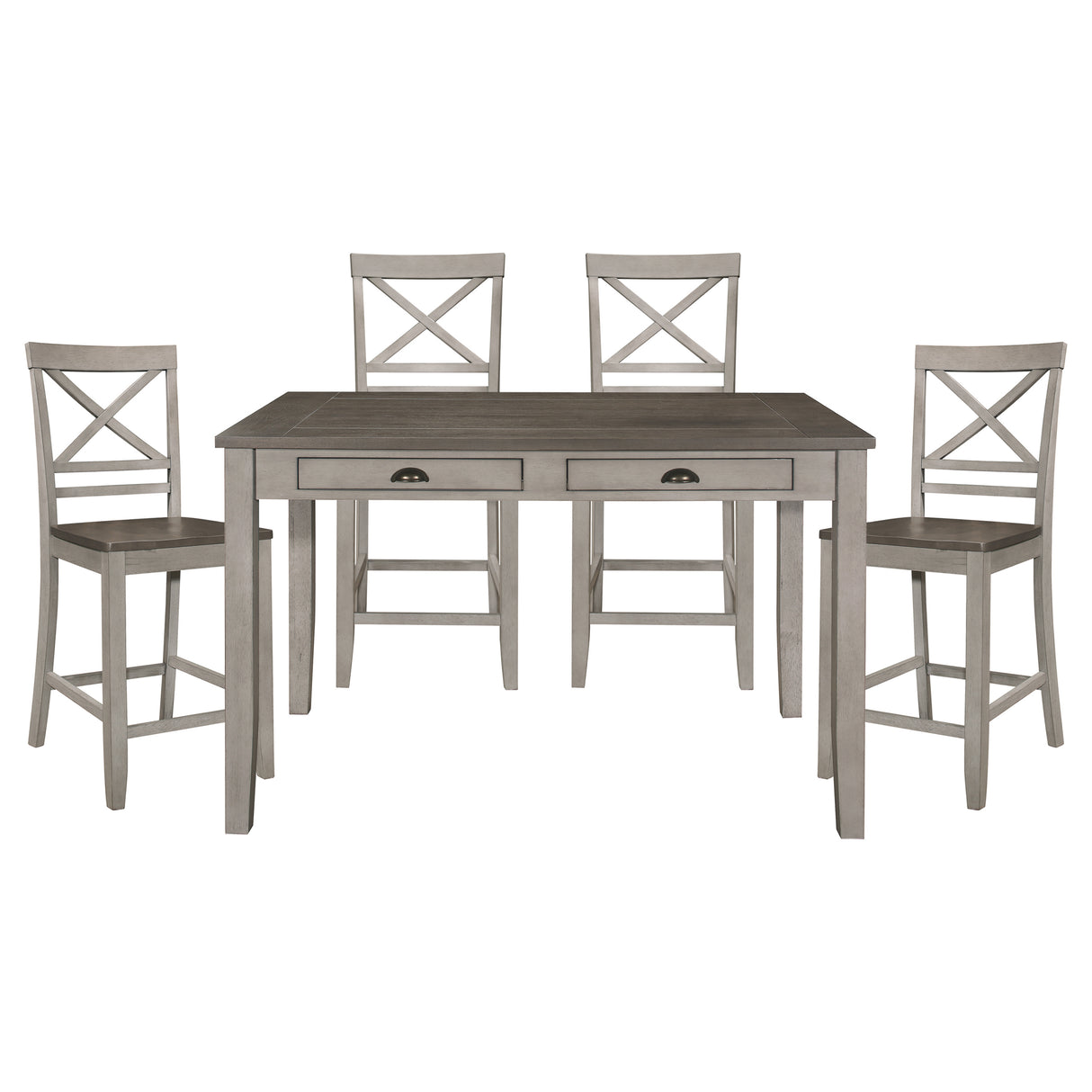 Brightleaf Brown/Light Gray 5-Piece 60" Counter Height Set from Homelegance - Luna Furniture