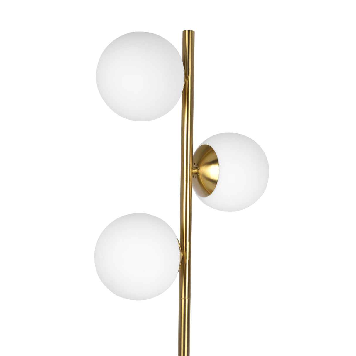 Brilliance Modern Gold Brush Floor Lamp, Opal Glass Shades and Round Metal Base from Midinmod - Luna Furniture