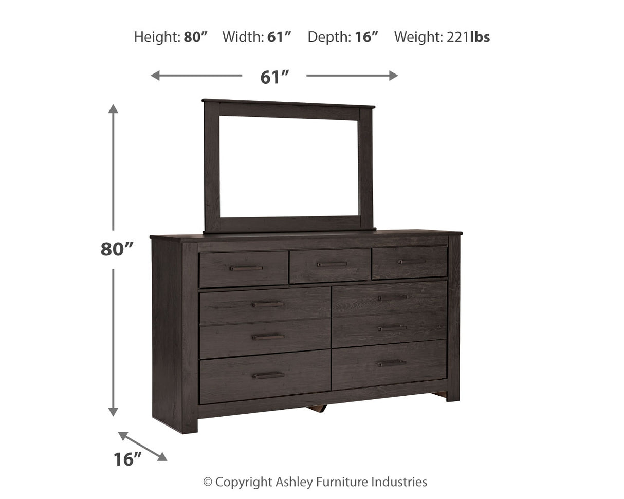 Brinxton Charcoal Dresser, Mirror and Nightstand from Ashley - Luna Furniture