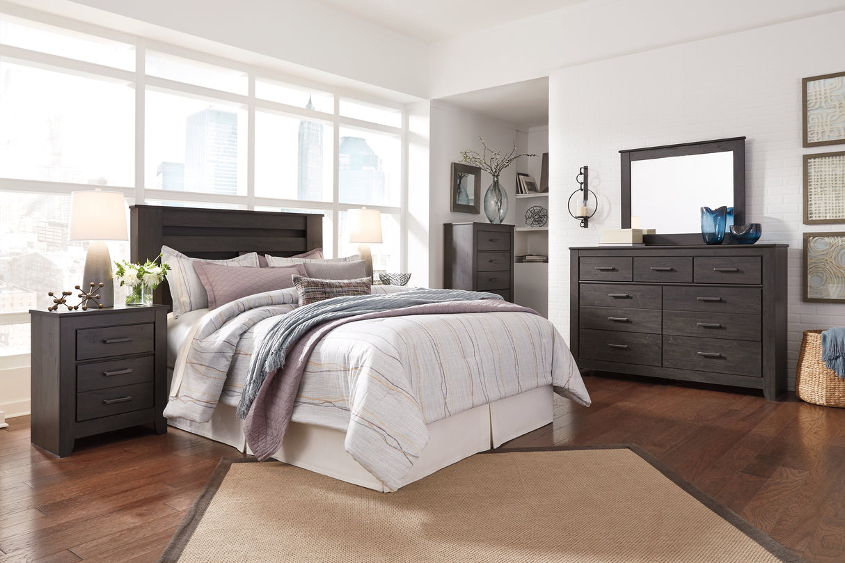 Brinxton King/California King Panel Headboard Bed with Dresser in Charcoal from Ashley - Luna Furniture