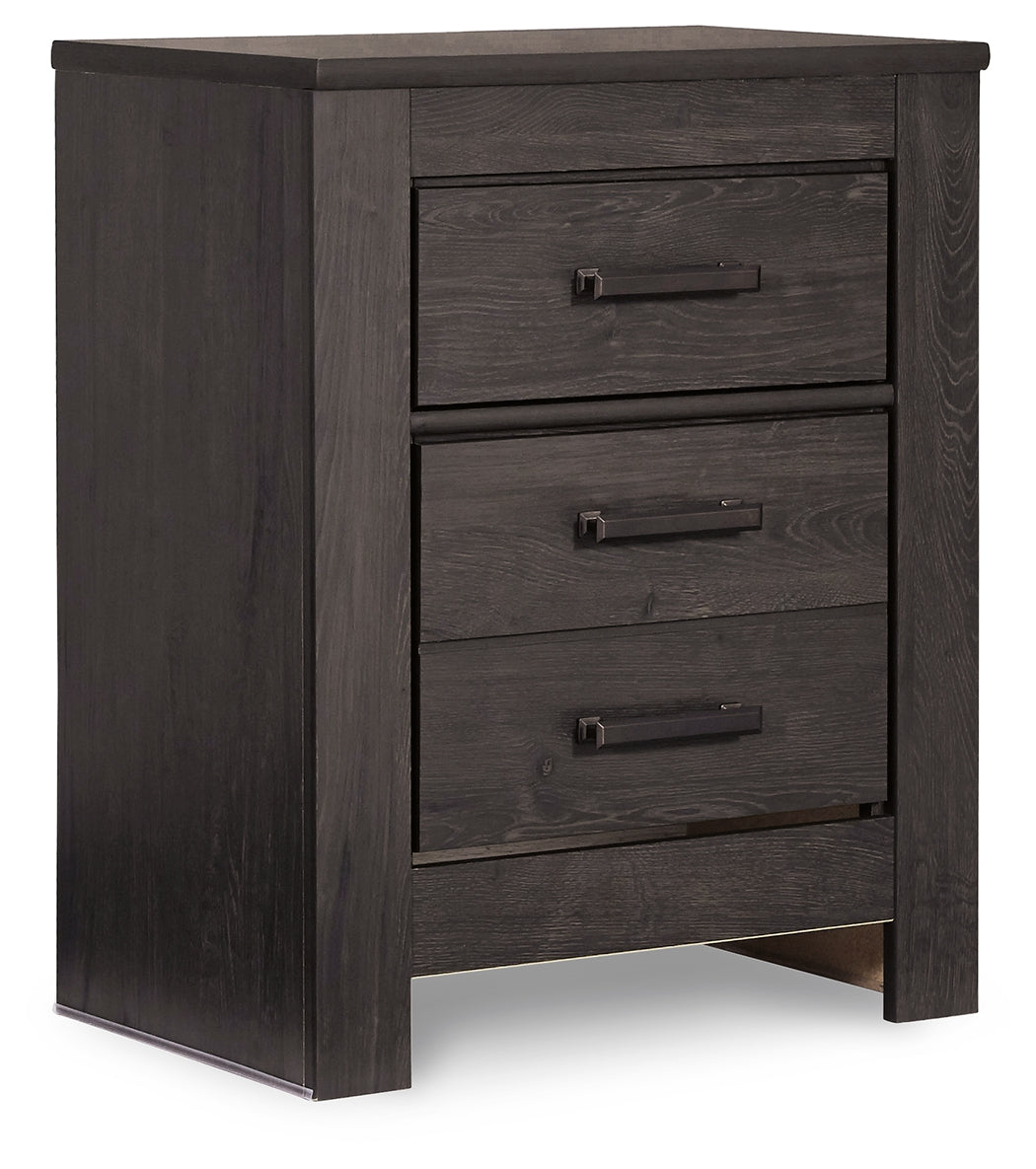 Brinxton King/California King Panel Headboard Bed with Mirrored Dresser, Chest and Nightstand in Charcoal from Ashley - Luna Furniture