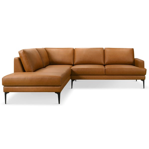 Bristol Cognac Vegan Leather LAF Sectional Sofa