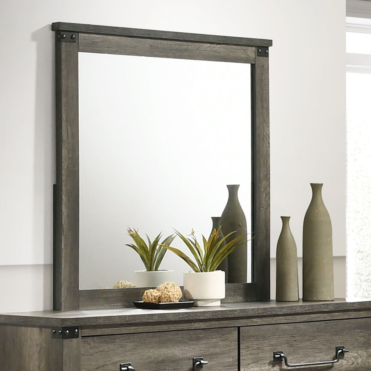 Britonale Rustic Gray Mirror (Mirror Only) from Furniture of America - Luna Furniture