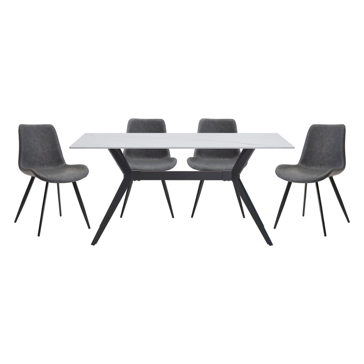 Brixley Black/Gray/White Sintered Stone-Top 5-Piece 63" Dining Set from Homelegance - Luna Furniture