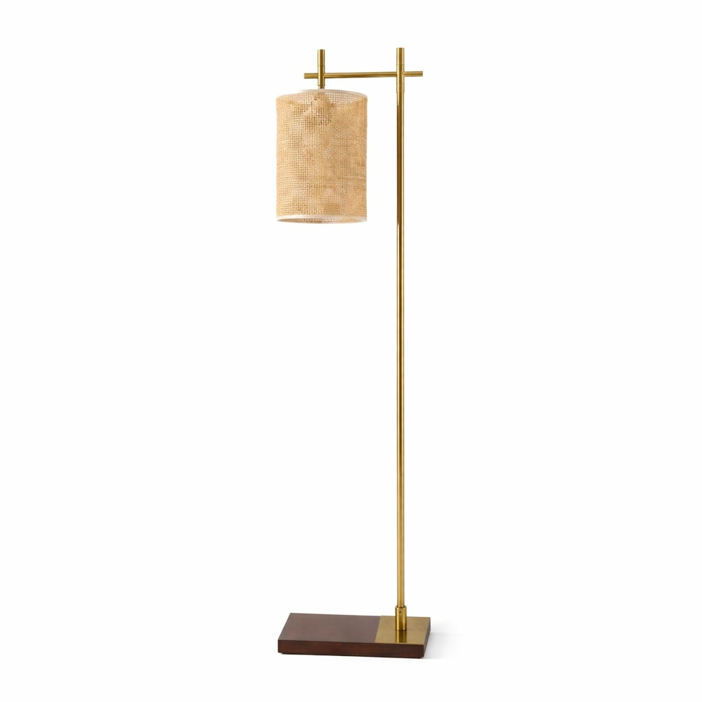 Brizo Bamboo Lampshade Floor Lamp Dark brown and Bronze from Ashcroft Furniture - Luna Furniture