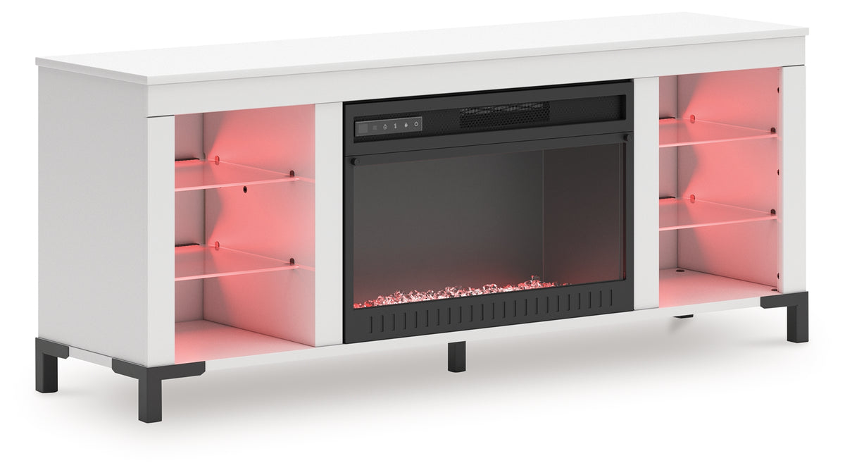 Brollevi White 60" TV Stand with Electric Fireplace from Ashley - Luna Furniture