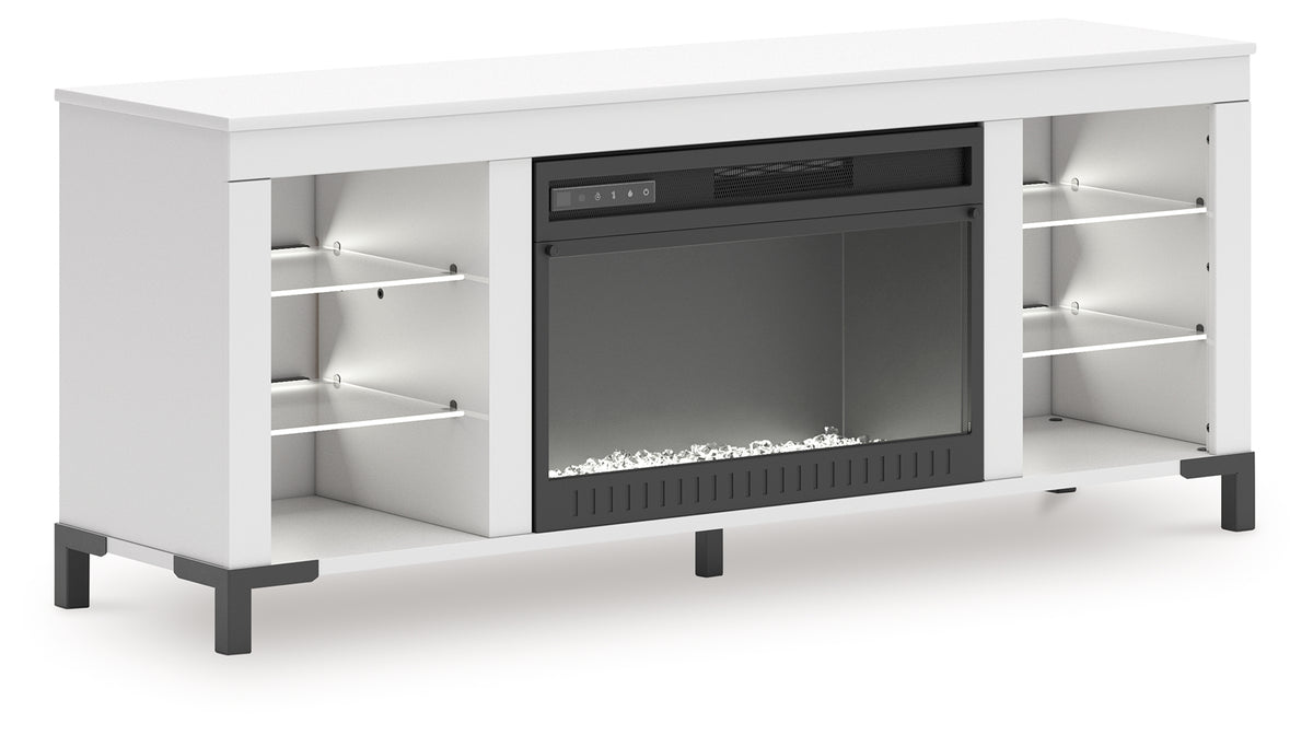 Brollevi White 60" TV Stand with Electric Fireplace from Ashley - Luna Furniture