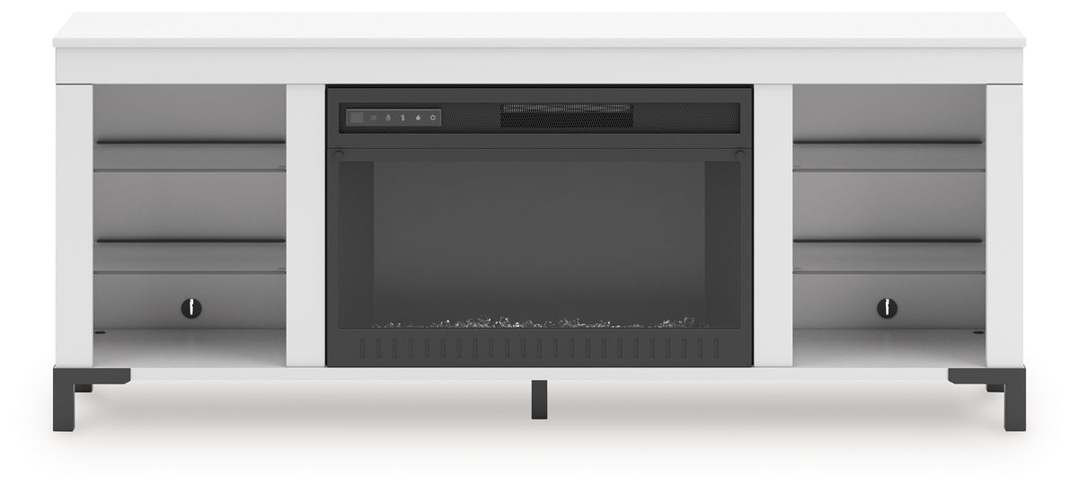 Brollevi White 60" TV Stand with Electric Fireplace from Ashley - Luna Furniture