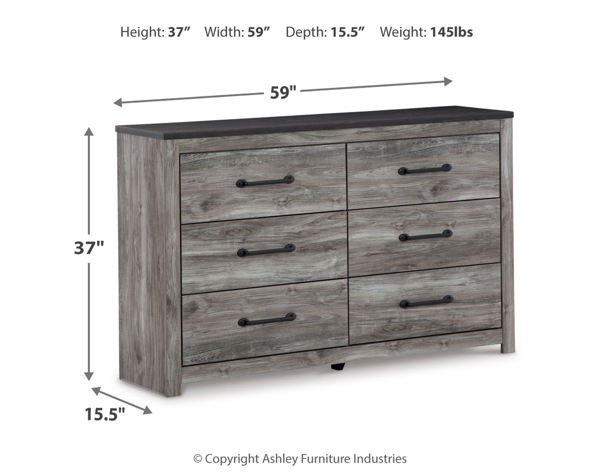 Bronyan King Panel Bed with Dresser in Dark Gray from Ashley - Luna Furniture