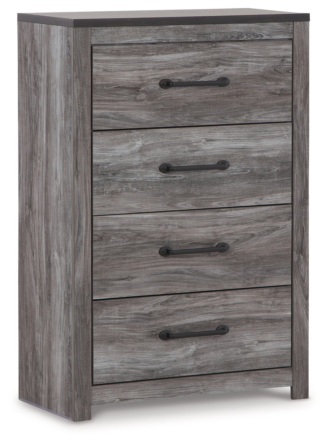 Bronyan King Panel Bed with Mirrored Dresser, Chest and 2 Nightstands in Dark Gray from Ashley - Luna Furniture