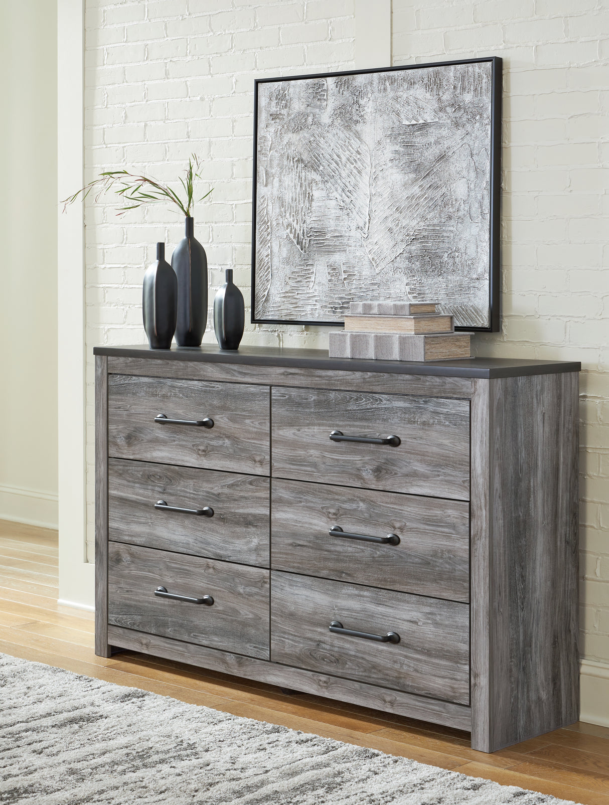 Bronyan Queen Panel Bed with Dresser in Dark Gray from Ashley - Luna Furniture