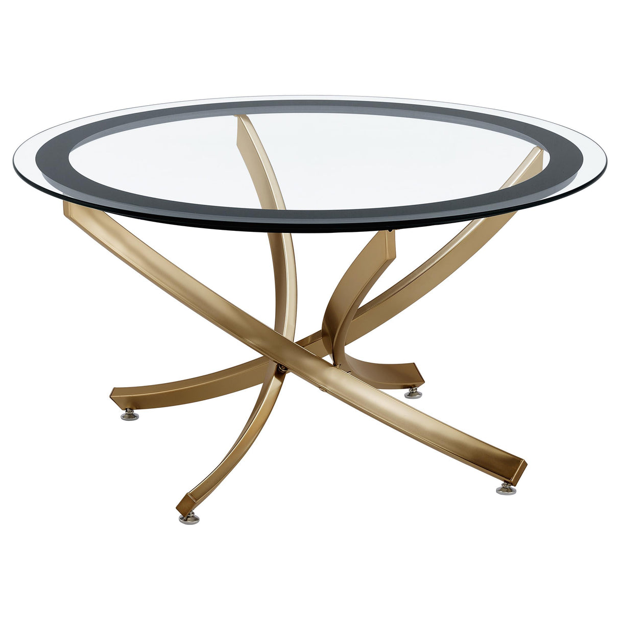 Brooke Rose Brass 3-Piece Round Coffee and End Table Set from Coaster - Luna Furniture