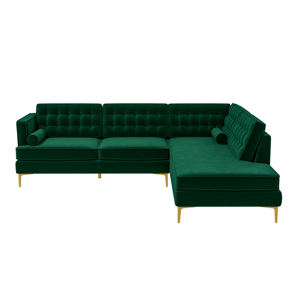 Brooke Green Sectional Sofa Right Facing Chaise
