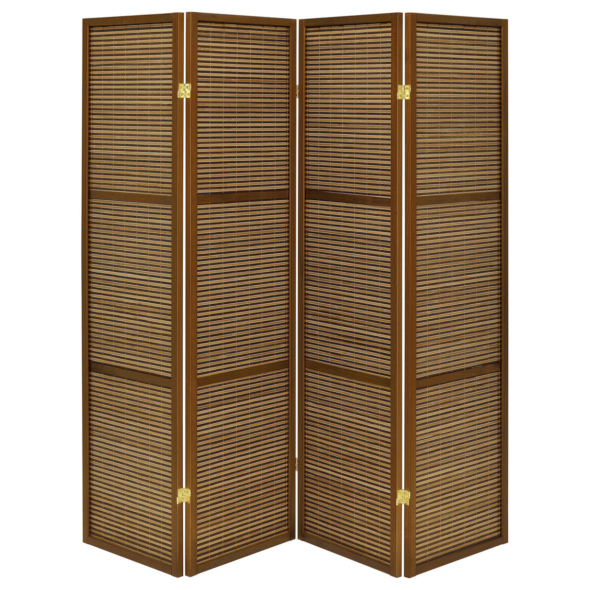 Browning Walnut 4-Panel Bamboo Room Divider Folding Screen from Coaster - Luna Furniture
